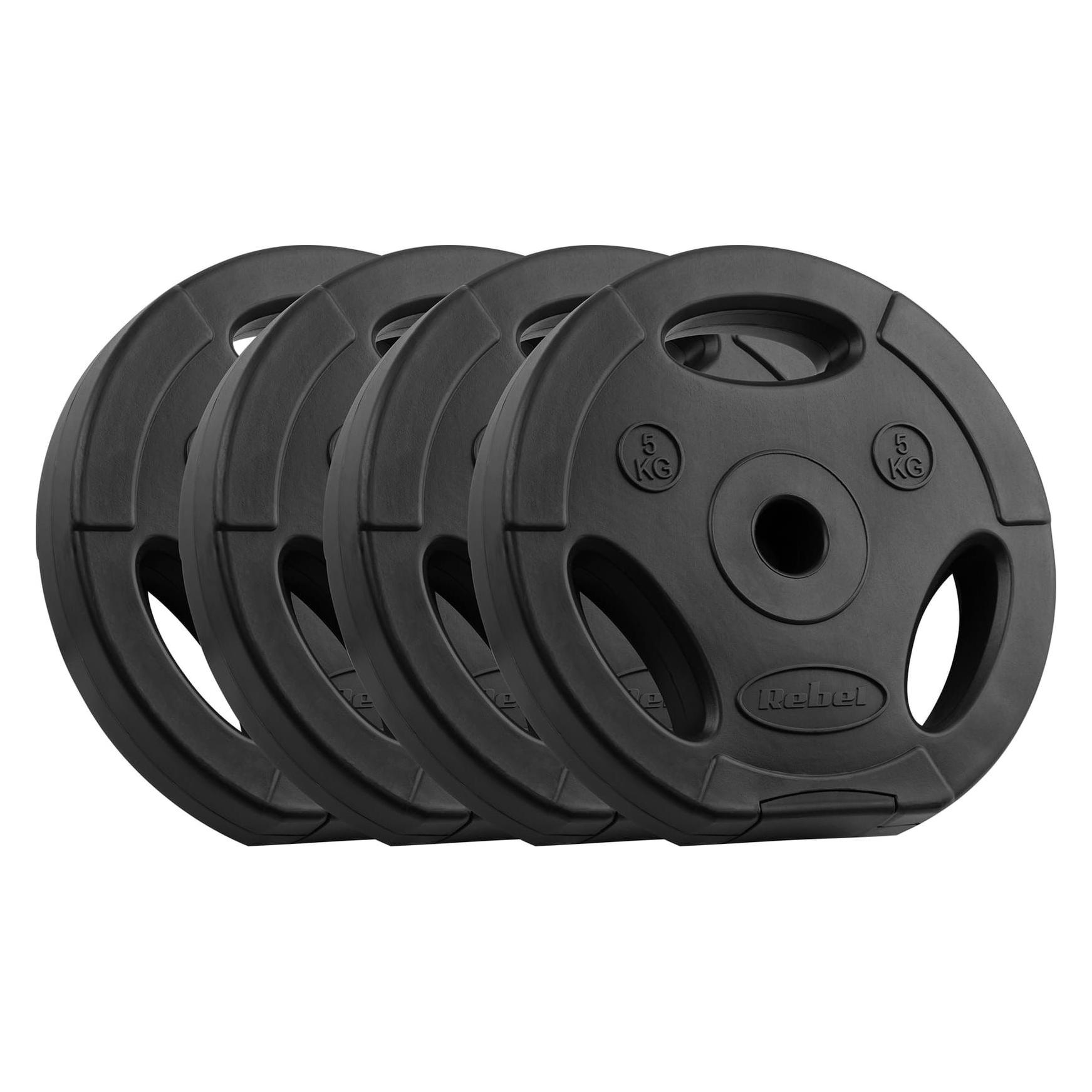Rebel Bituminöses Gewichtsset 4x5kg Bohrung 31mm Scheibe mit Griffen ACTIVE (4 x 5 kg) (RBA-2122)