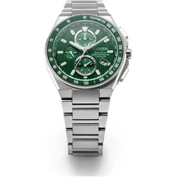 Citizen Eco-Drive Funk Chronograph Super Titanium grün Herrenuhr AT8398-53X