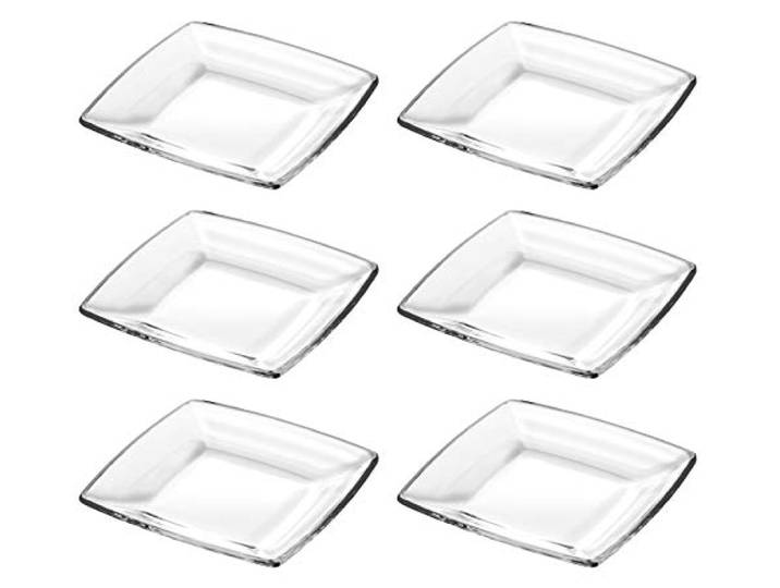 Barski Quadratische Glasteller, 15 cm Durchmesser, quadratisch, Set mit 6 europäischen Qualität; Teller haben einen Durchmesser von 15 cm, kann für Salat, Dessert, Vorspeise verwendet werden,