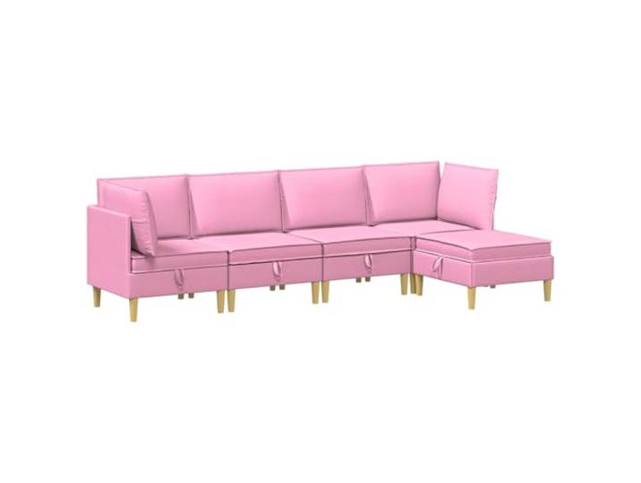 Makastle Modulares Sofa Set 5-TLG. mit Stauraum Rosa Stoff