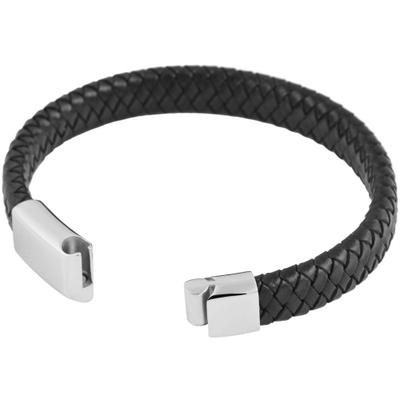 Armreif ADELIA´S "Armband – Armreif aus Leder 22 cm", schwarz, Armbänder, Damen, 22cm, Leder, Armreif, Ideal als Geschenk – dezent und elegant