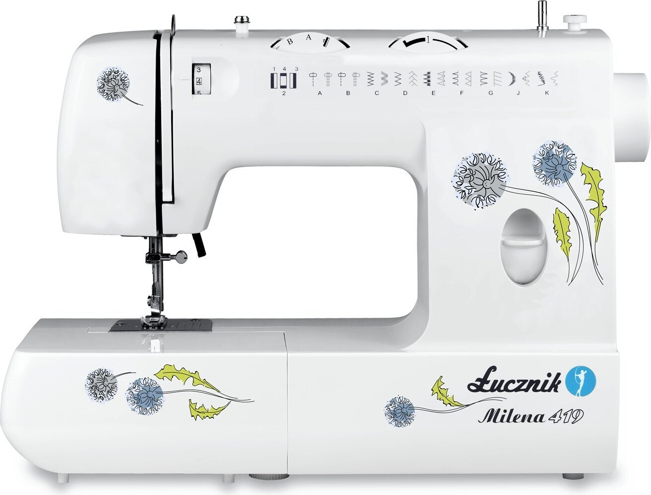 Łucznik Milena II 419 handmatige naaimachine, wit, 4 steken, 70 W