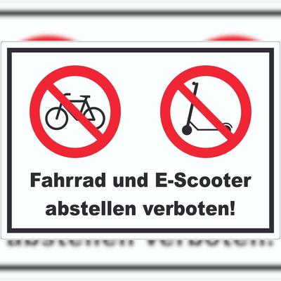 HB-Druck Aufkleber Fahrrad und E-Scooter abstellen verboten A1 (594x841mm)
