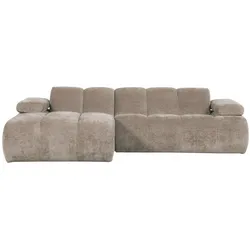 Ecksofa Mojo aus Flachcord, modern und komfortabel, links, Farbe Dunkelsand, gepolstert
