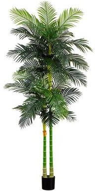 Nearly Natural 9' Artificial Double Golden Cane Palm Tree - Green