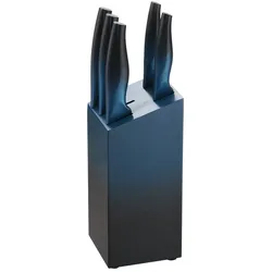 Michelino 6-teiliges Edelstahl Messer-Set mit Messerblock aus Holz Kochmesser Blau
