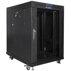 Lanberg FF01-8015-12BL (15 HE, 19 Zoll Rack), Serverschrank, Schwarz