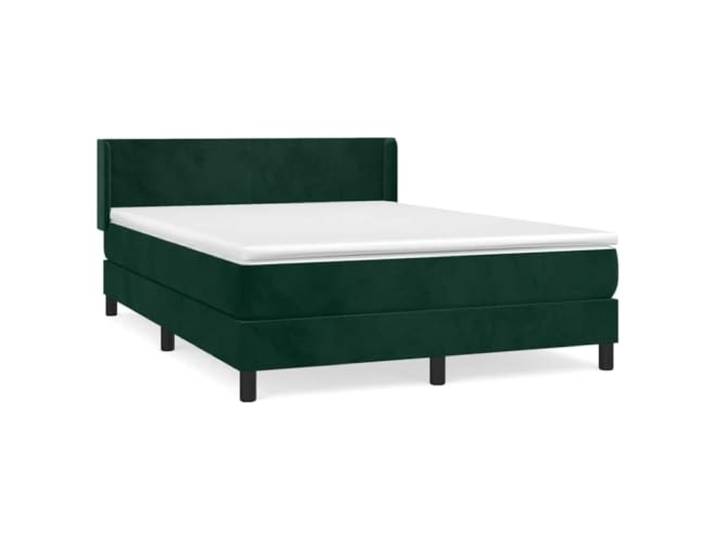 PUGYNBK Boxspringbett aus Samt, Dunkelgrün, 140 x 200 cm Verstellbares Kopfteil, Taschenfedern, mittlere Unterstützung, freundlicher Lederbezug