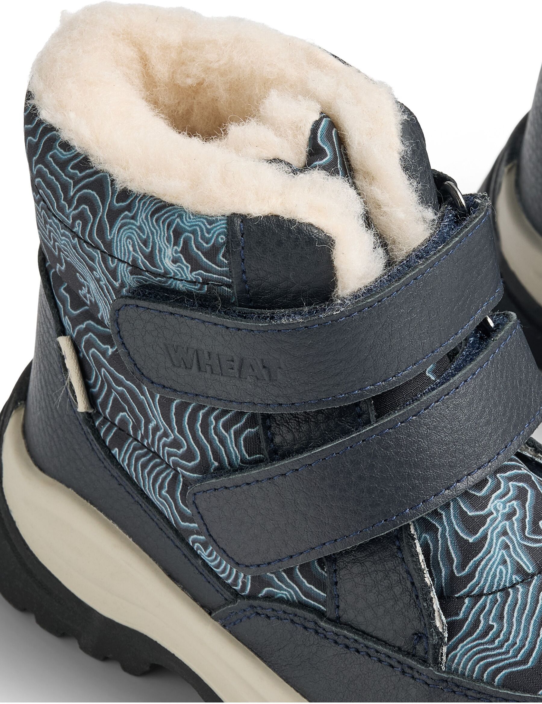 Winterstiefel WHEAT "WHEAT Winterboot Millas Tex", Damen, Gr. 25, blau (elevation map), Leder, Schuhe Winterstiefel