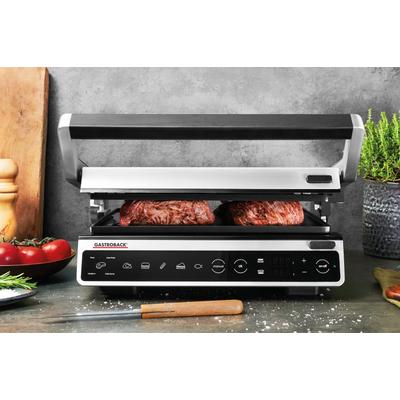 Kontaktgrill GASTROBACK "42542 Design BBQ Advanced Smart", silber (silberfarben), B:37,5cm H:17cm T:36cm, Kontaktgrill_Standgrill_Tischgrill_Teppanyakigrill