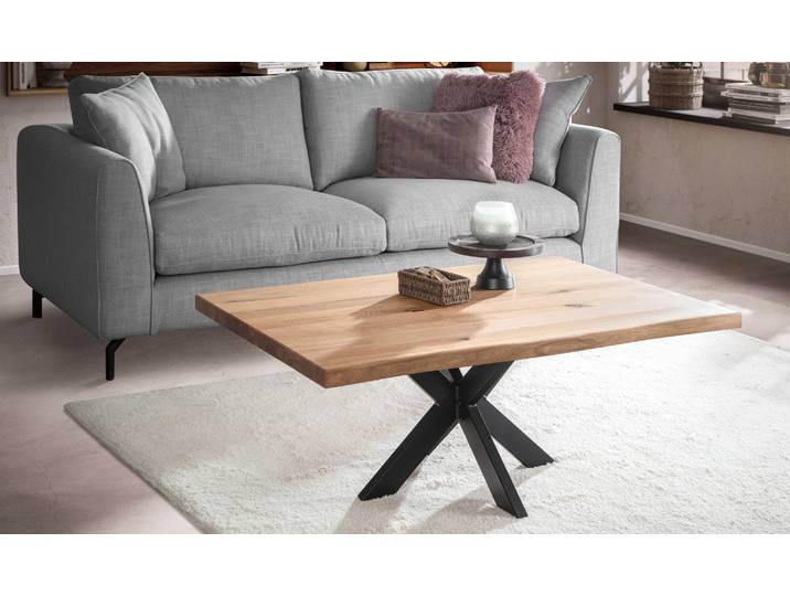Massiver Couchtisch Molto mit Doppel-X-Gestell in Wildeiche – 3%-Vorkasse-Rabatt