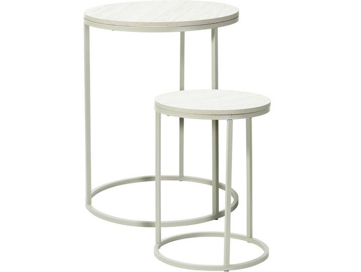 Home Styling Collection Couchtische 2er-Set Seli rund Beige, Metall, Rund, 40x50x40 cm, Wohnzimmer, Wohnzimmertische, Beistelltische