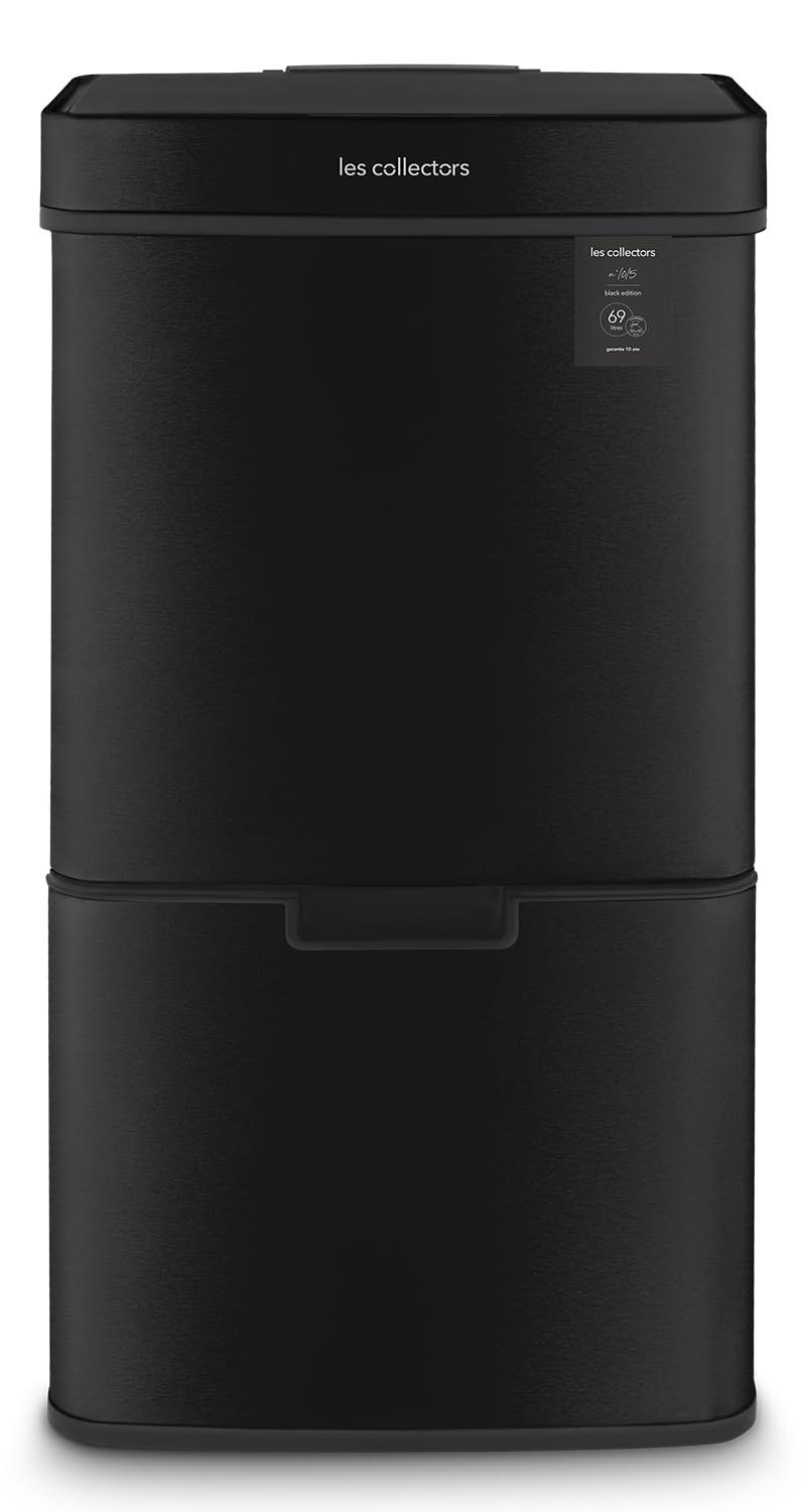 Sensor-Abfalleimer 69 l, 3 Fächer, schwarz, Edelstahl