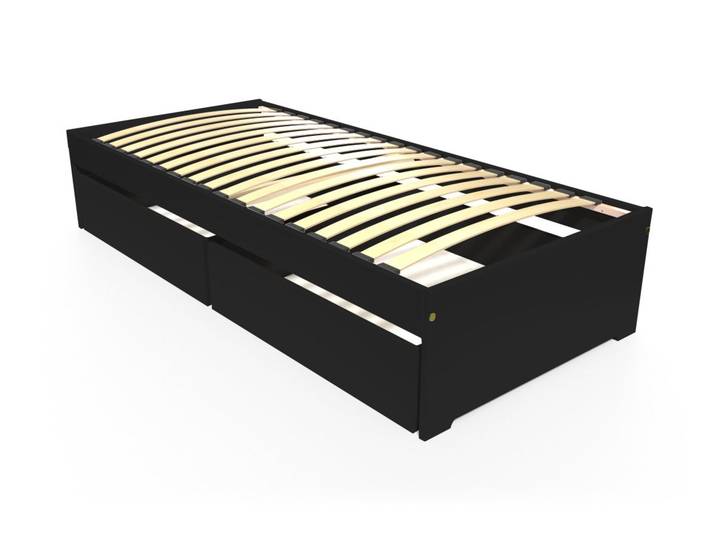 Lit 90x190 simple avec tiroirs de rangement Malo list: 90x190 90x190 Noir