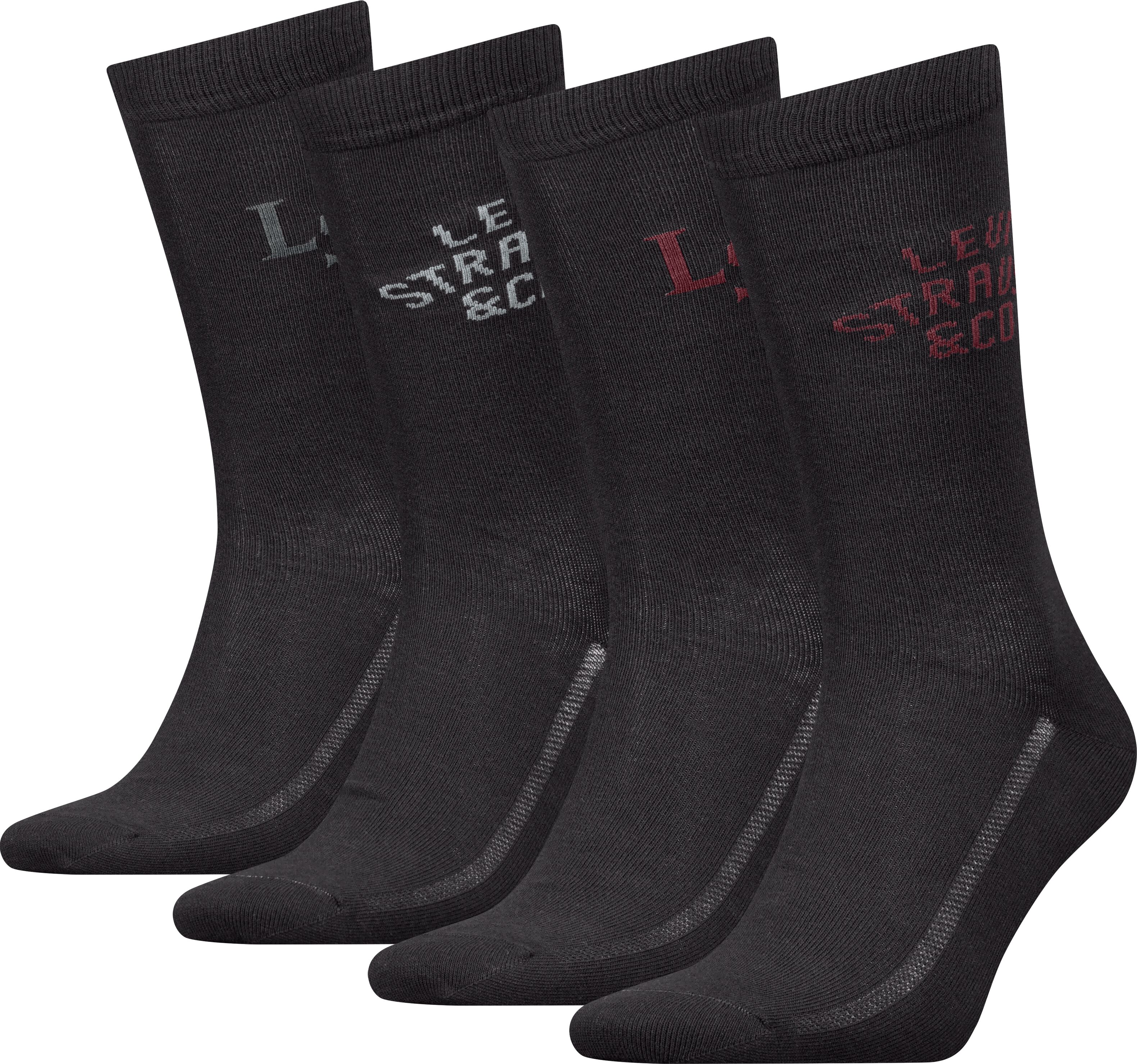 Socken LEVI'S "LEVIS REG CUT LOGO GIFTBOX 4P", Damen, Gr. 35-38, schwarz combo, Baumwollmischung, normal, Socken Socken schwarz combo 35-38