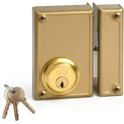 Jis, Türschloss + Schliesszylinder, Türzusatzschloss 33-7D Gold Rechts 70 Mm Obenauf Legen