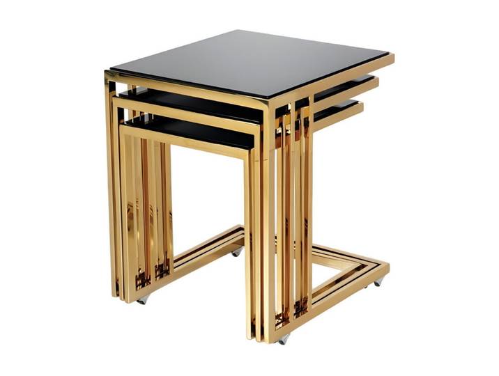 JVmoebel Beistelltisch Schwarzer Edelstahl Tisch mit modernem Design und eleganter Ästhetik (3-St), Made in Europe