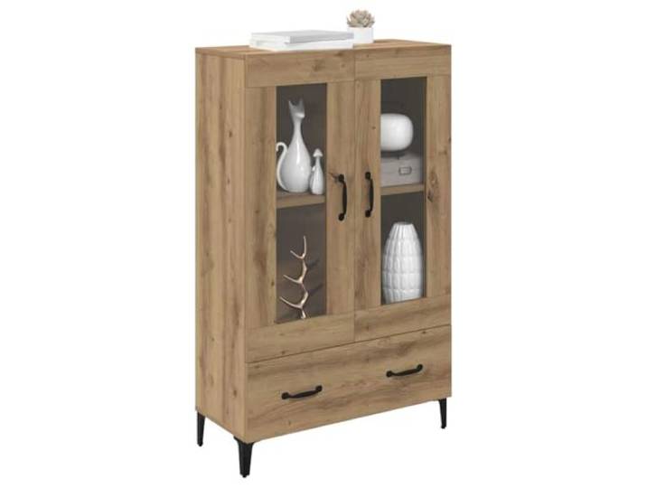 KTHLBRH Sideboard Eiche Handwerk 70 x 31 x 115 cm Technisches Holz, 1 Schublade, 2 Glastüren, einfache Reinigung, Wohnzimmer