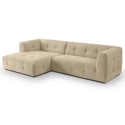 SOFA beige Webstoff 292 x 161 cm, Ecksofa 5-Sitzer, L-Sofa Ottomane links