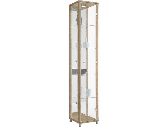 Vitrine FIF MÖBEL OPTIMA , braun (eichefarben sägerau), Holzwerkstoff, Sicherheitsglas ESG, Schränke, Vitrine, Standvitrine/Glasvitrine 1x Glastür,perfekt für Sammler,Sammlervitrine