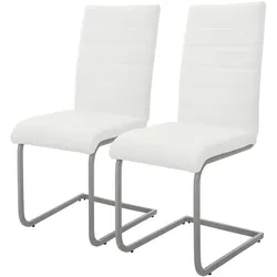 ML-Design Esszimmerstuhl Freischwinger 2er Set mit Rückenlehne Weiß Kunsterlederbezug