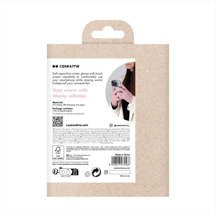 CASEME Guanto Touch Cmwinter24gl22p-rosa