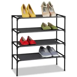 Relaxdays Schuhregal Stecksystem 4 Ebenen Schwarz