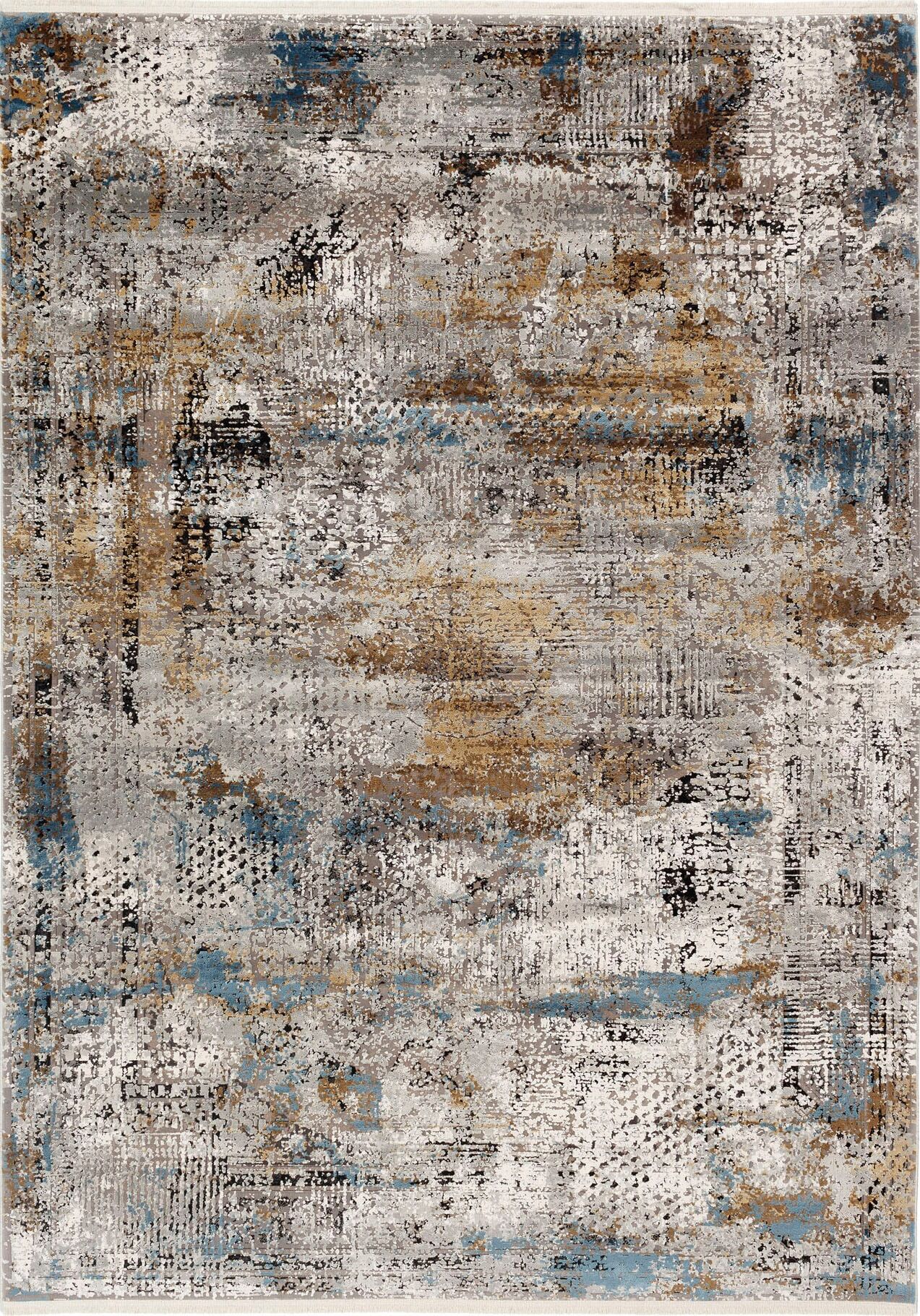 Teppich OCI DIE TEPPICHMARKE "IMPRESSION LUCERNE", bunt (grau, multi), B:140cm H:8mm L:200cm, Viskose, Teppiche, Teppich, Vintage, feine Fransen, leichter Glanz durch Viskose, Wohnzimmer grau, multi B : 140cm 1 Stk., 8mm, L: 200cm
