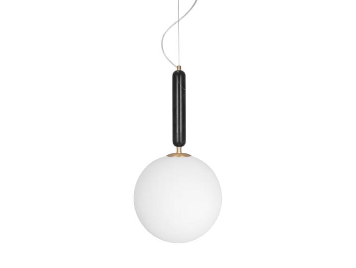 Grosse Marmor Pendellampe „Torrano“ Ø 30 cm Schwarzer Marmor Globen Lighting
