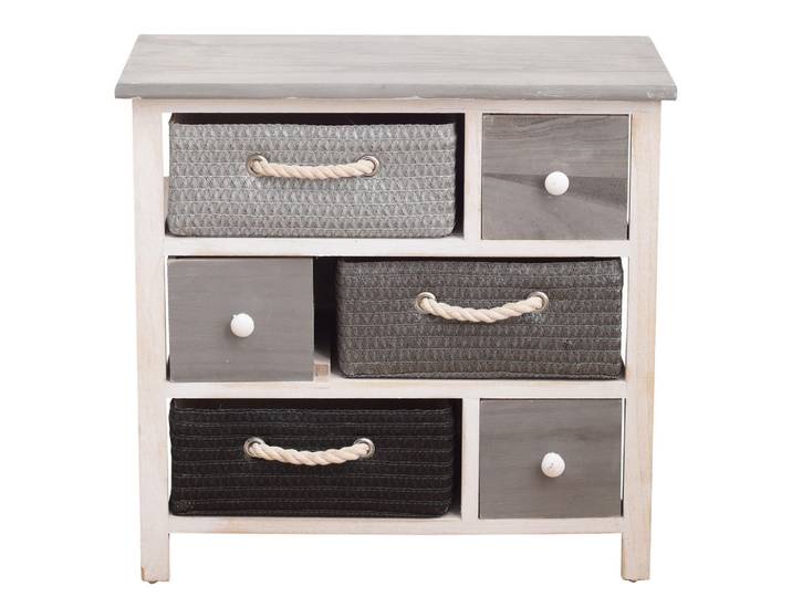 Mobili Rebecca Kommode Grau 27/56/53 cm, 27x53x56 cm, Kleinmöbel, Kommoden, Kommoden