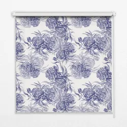 INNENROLLO - Fensterrollo - Rollo - 80x140 cm - Blauer Blumenstrauß