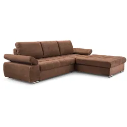 ECKSOFA SANDRO Orange Geflochtener Stoff mit Schlaffunktion