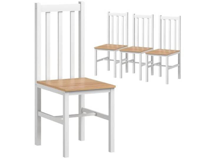HOMCOM Esszimmerstühle 4er Set Küchenstuhl mit Rückenlehne Sessel Natur Holzbeine, Stühle, Wohnzimmerstuhl für Esstisch Küche