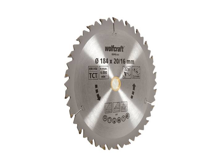 Wolfcraft Kreissägeblatt HM 184 × 22 Zähne