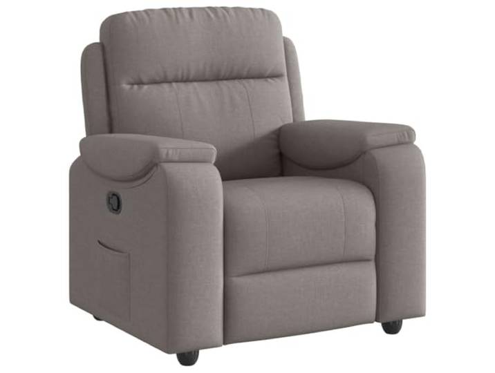 Relaxsessel Taupe Stoff Mit Manueller Liegefunktion Stoffbezug atmungsaktiv langlebig, Rahmen Holz Metall, Seitentasche, Rückenlehne 135 Grad, Fußteil verstellbar