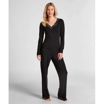 Pyjama HUNKEMÖLLER "Pyjama Set", Damen, Gr. XS, schwarz, 92% Modal, 8% Elasthan, Homewear-Sets Pyjama