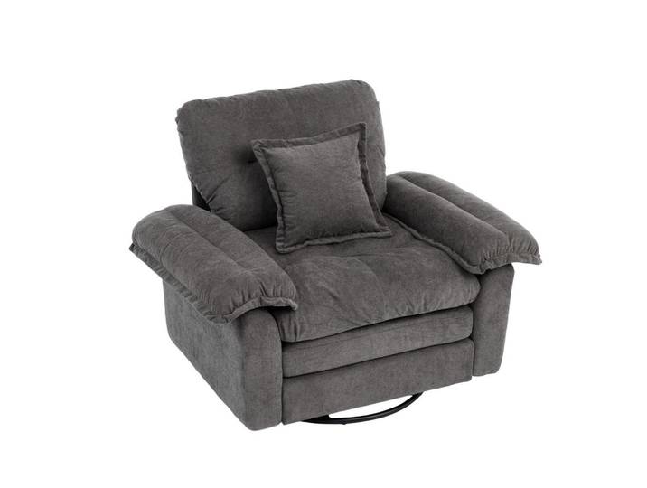 Okmyhome Sessel 116/84/96 cm Grau aus Upholstered mit 360° Drehfunktion, Rechteckig, 84x96x116 cm, Wohnzimmer, Sessel, Polstersessel