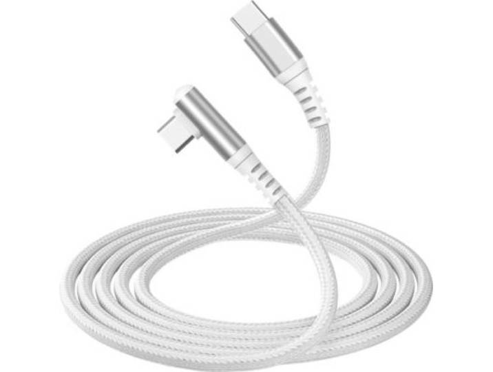 Force Power - Câble Usb 60w Usb-C / Usb-C 2m Blanc Coudé