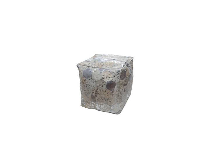 Kayoom Pouf, Grau, Silber, Echtleder, Patchwork, Füllung: Polystyrol, 45x45x45 cm, Wohnzimmer, Hocker, Poufs