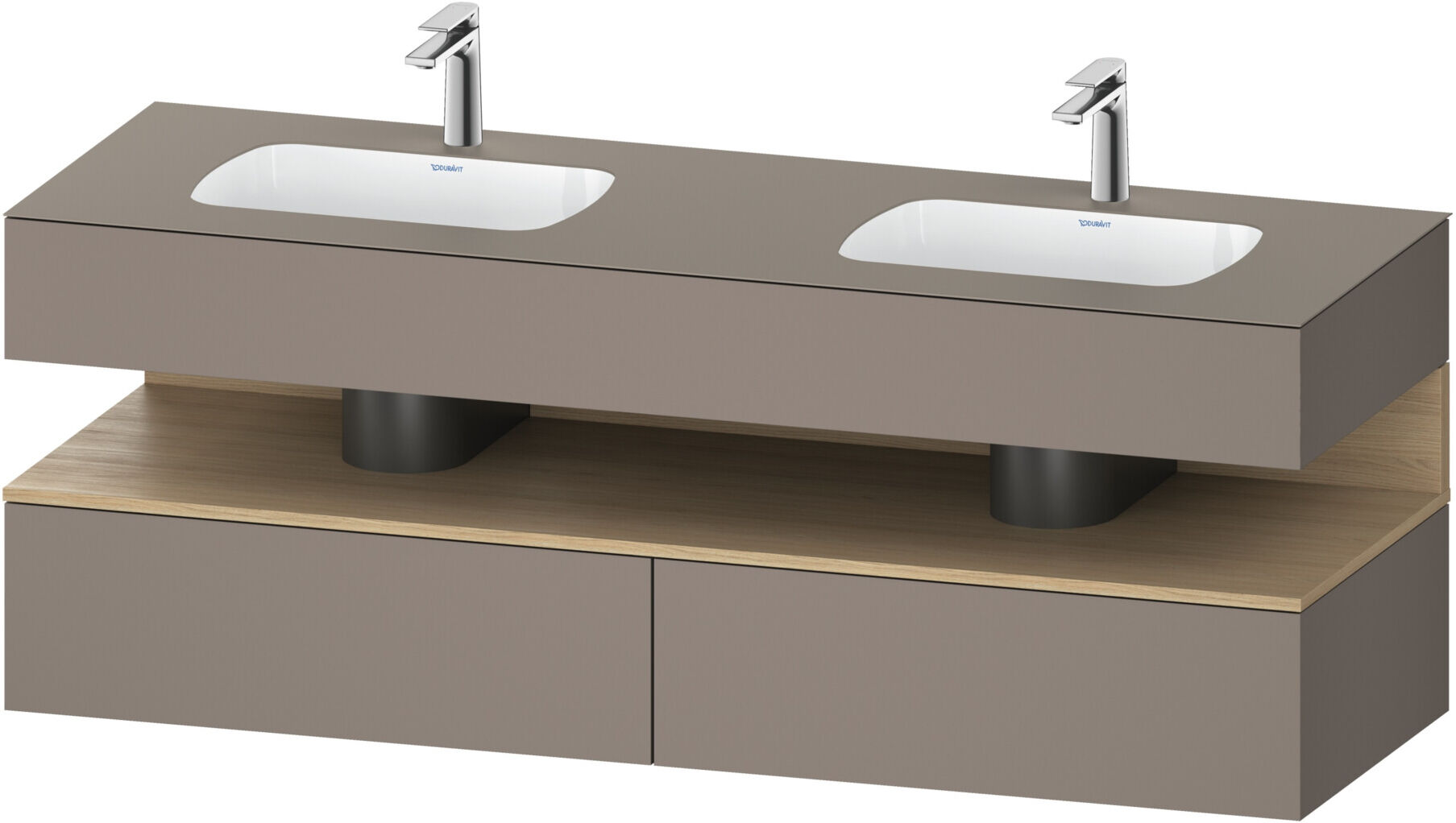 Duravit Einbauwaschtisch-Möbel-Set Qatego 160x55x60cm, Konsolen-Waschtischunterbau, Ei nat/b matt (QA4797030430000)