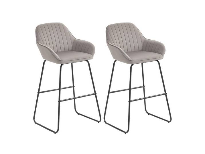 FELIXLEO Esszimmerstuhl 2er-Set Barstühle Barhocker mit Stoffbezug Polsterhocker Grau (1 St)