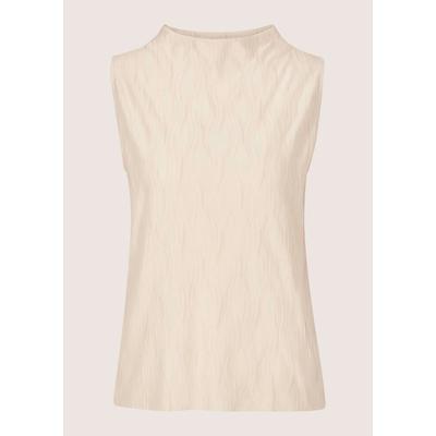 Kurzarmshirt MADELEINE "Shirt Kurzarm-Bluse mit Stehkragen, strukturiert", Damen, Gr. 38, weiß (perlweiß), Obermaterial: 100% Polyester PES., Modern, figurumspielend, Shirts, Offene Saumkante