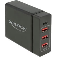 USB Ladegerät 1x USB-C PD + 3x USB-A, 60 Watt schwarz