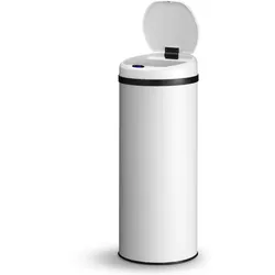 Juskys Automatik Mülleimer mit Sensor 50L - Abfalleimer mit elektrischem Deckel für Küche - Weiß