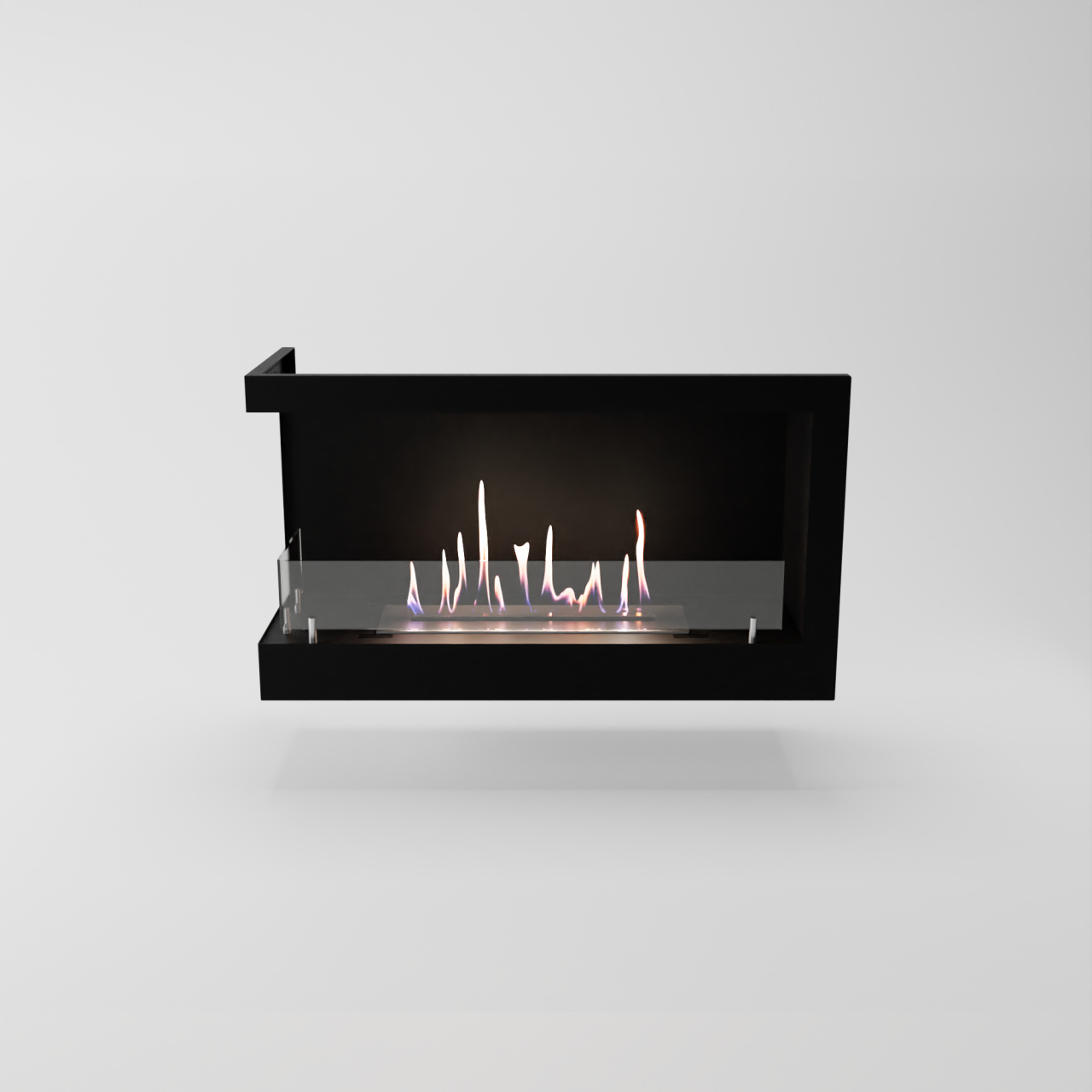GLOW FIRE Ethanol Kamin Einsatz 'Corner ' | Ethanolkamineinsatz mit 3 Std. Brenndauer und 2 KW Heizleistung | BxHxT: 81x46x30 cm