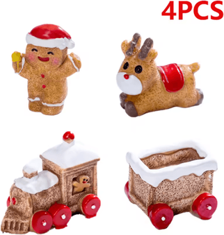 Inspire Picks Mini Christmas Ornament Dollhouse Figures Gingerbread Man And Snowman Micro Landscape Decor 4pcs 3