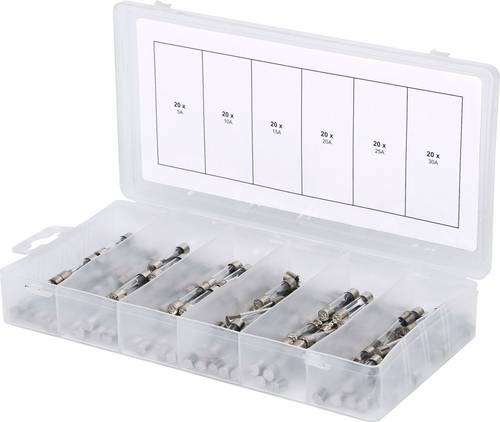 KS Tools 970.0270 Feinsicherung-Sortiment 5 A, 10 A, 15 A, 20 A, 25 A, 30A Träge -T- Inhalt 120 Teile