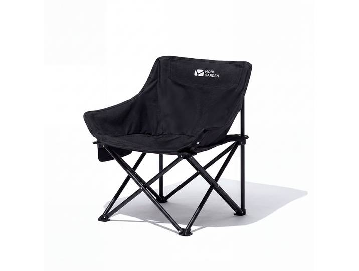 Mobi Garden, Chaise lune pliante et portable pour le camping, la pêche et le pique-nique, Noir, Assise large de 64,5 cm, Capacité de charge élevée, Durable et résistante à la déchirure