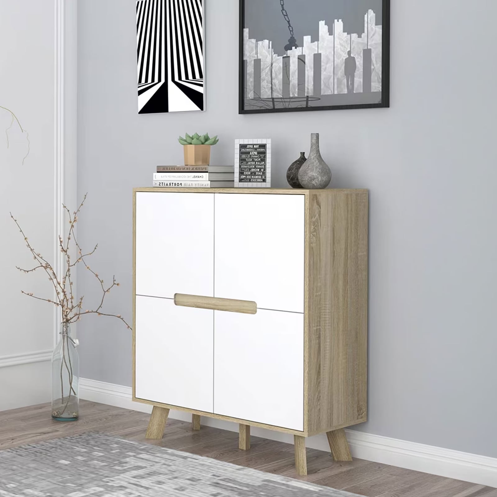 Artistiq Living Opbergkast Gonzalo - Beige / Wit - H: 102 cm, B: 80 cm, D: 40 cm