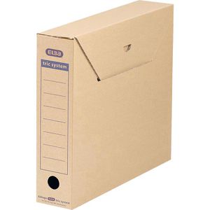 Elba Archivbox 100421087, tric system, A4, 76mm Füllhöhe, braun, für Akten, 12 Stück